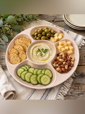 Vintage Red Wing USA Divided Serving Tray Platter Speckled Pink 13”